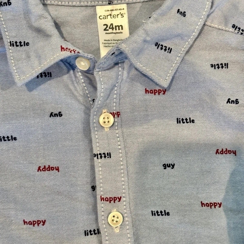 Bundle of 2 toddler boys blue button down collared shirts size 24 months